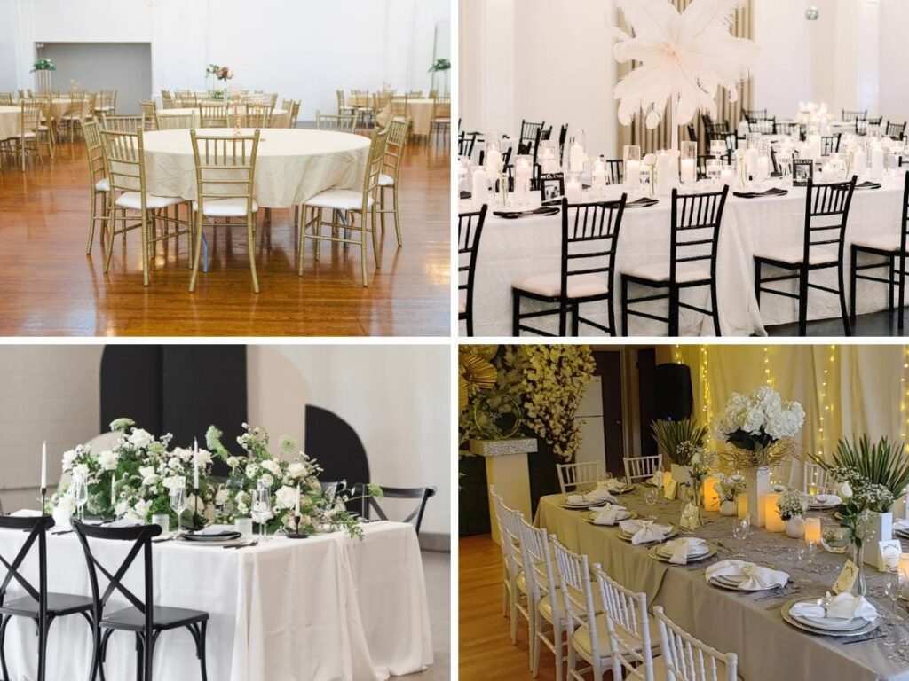 four ways to use banquet tables in different spaces 