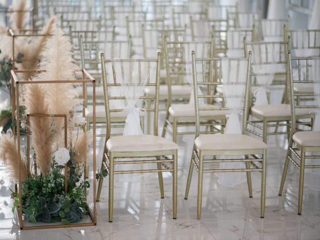 event chiavari chairs in a ballroom