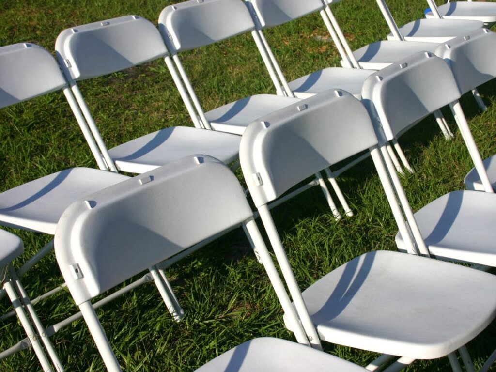 folding plastic chair in a wedding ceremony
